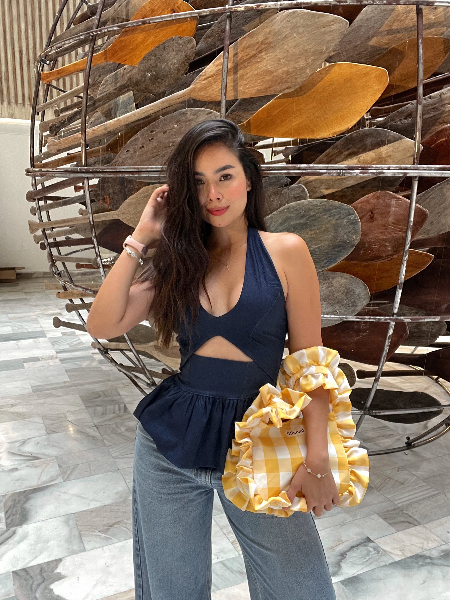 Blusa Halter Demin