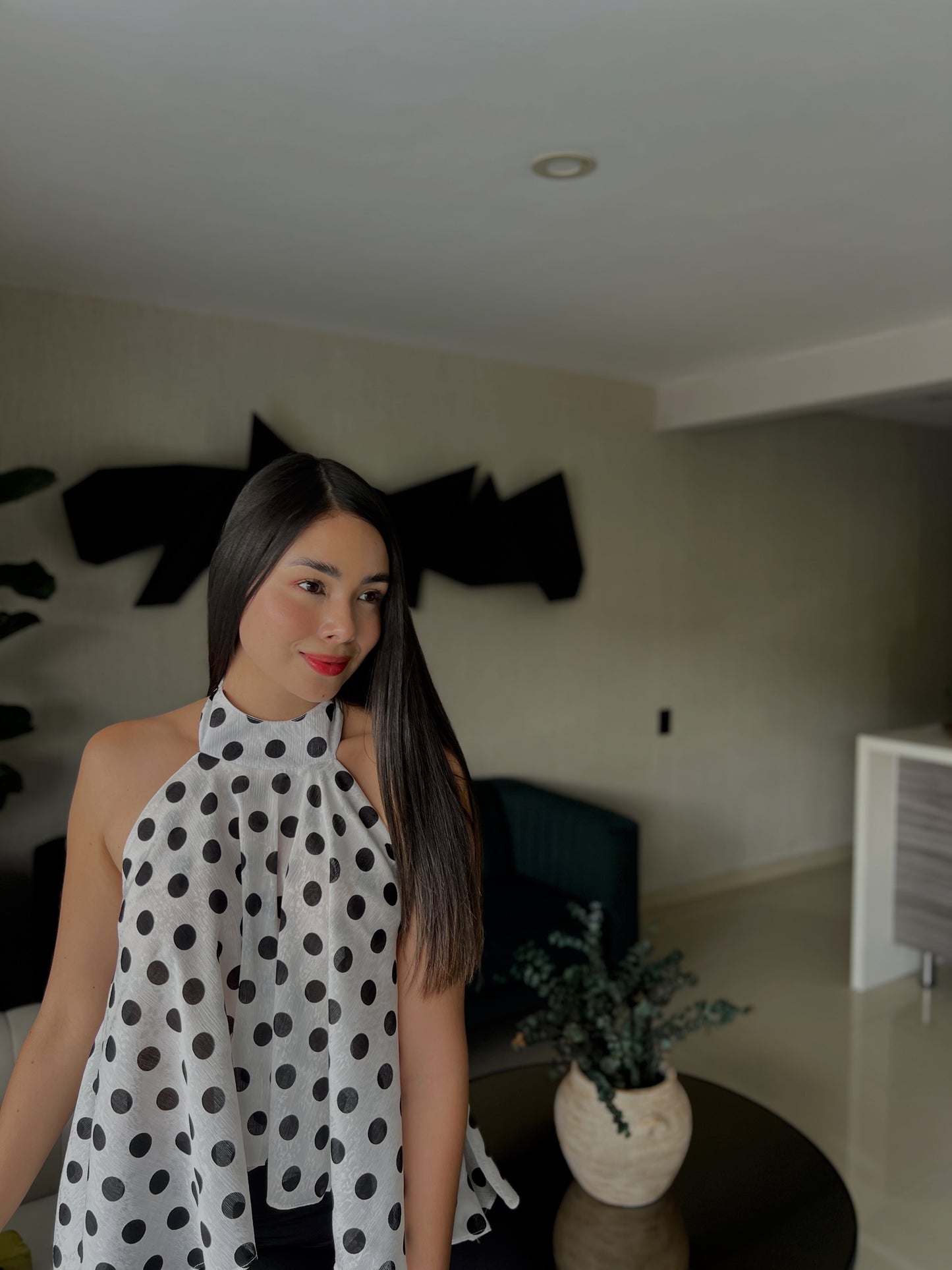 Blusa Lunares Asimétrica