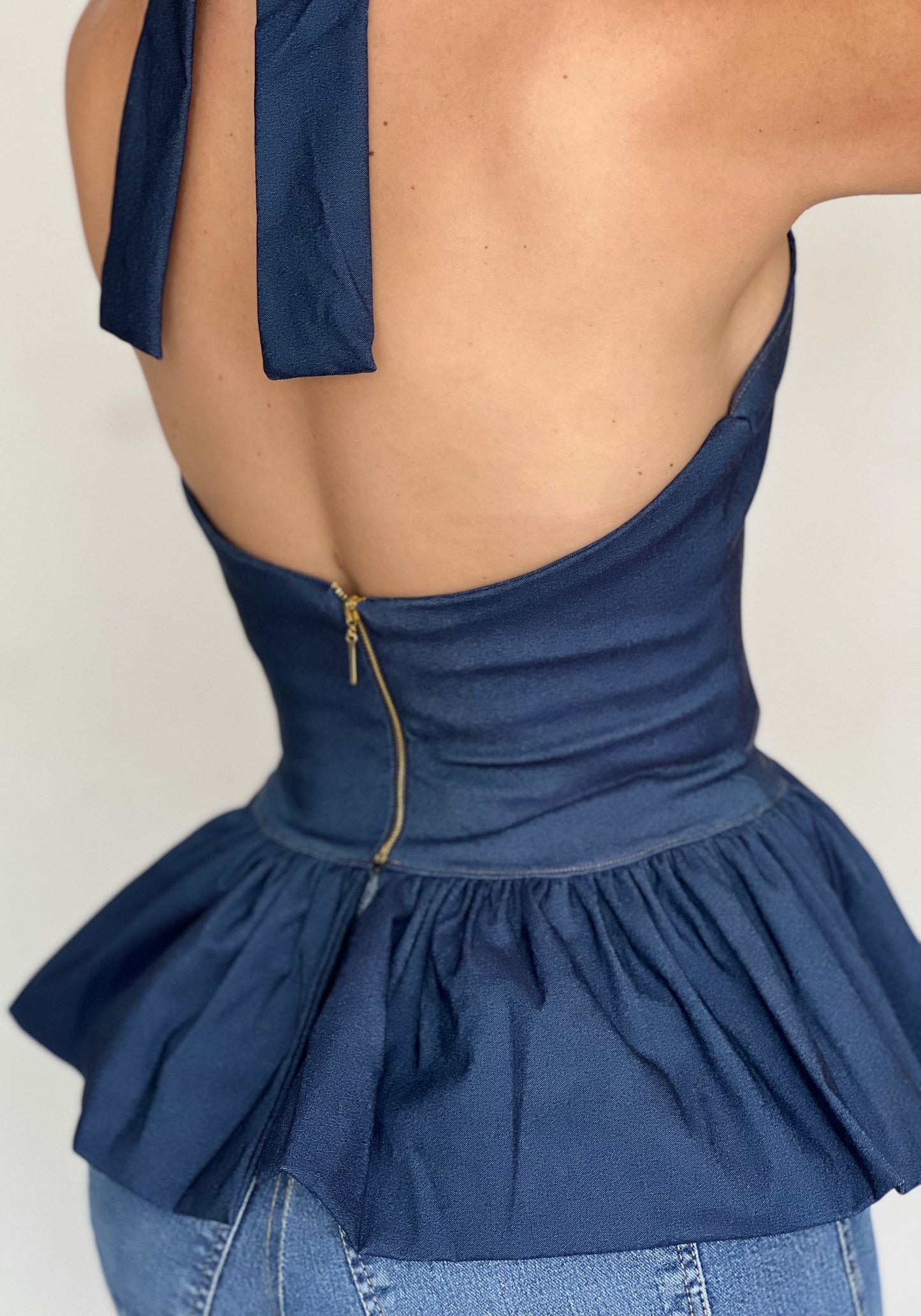 Blusa Halter Demin