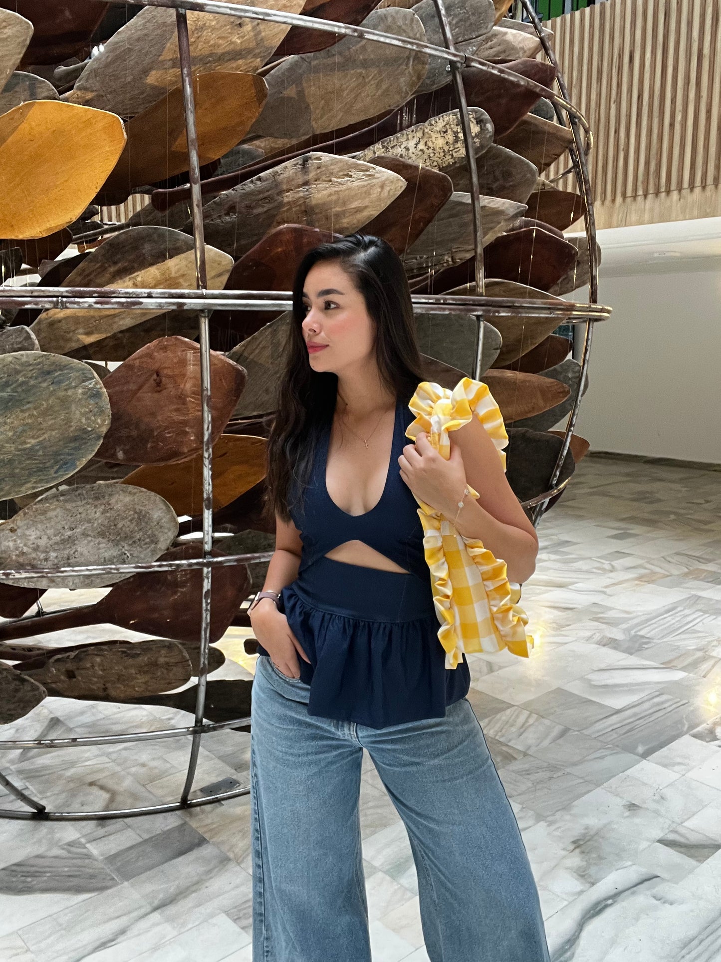 Blusa Halter Demin