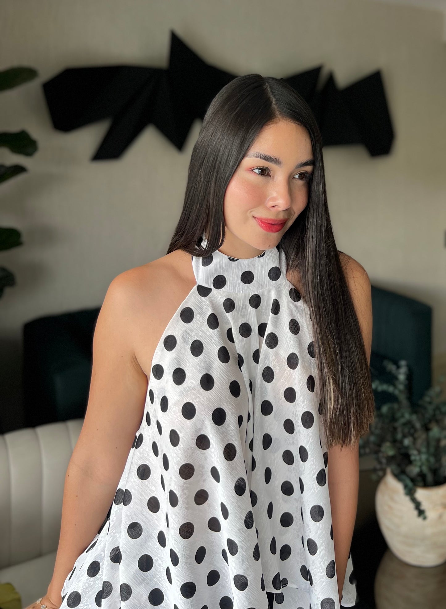 Blusa Lunares Asimétrica