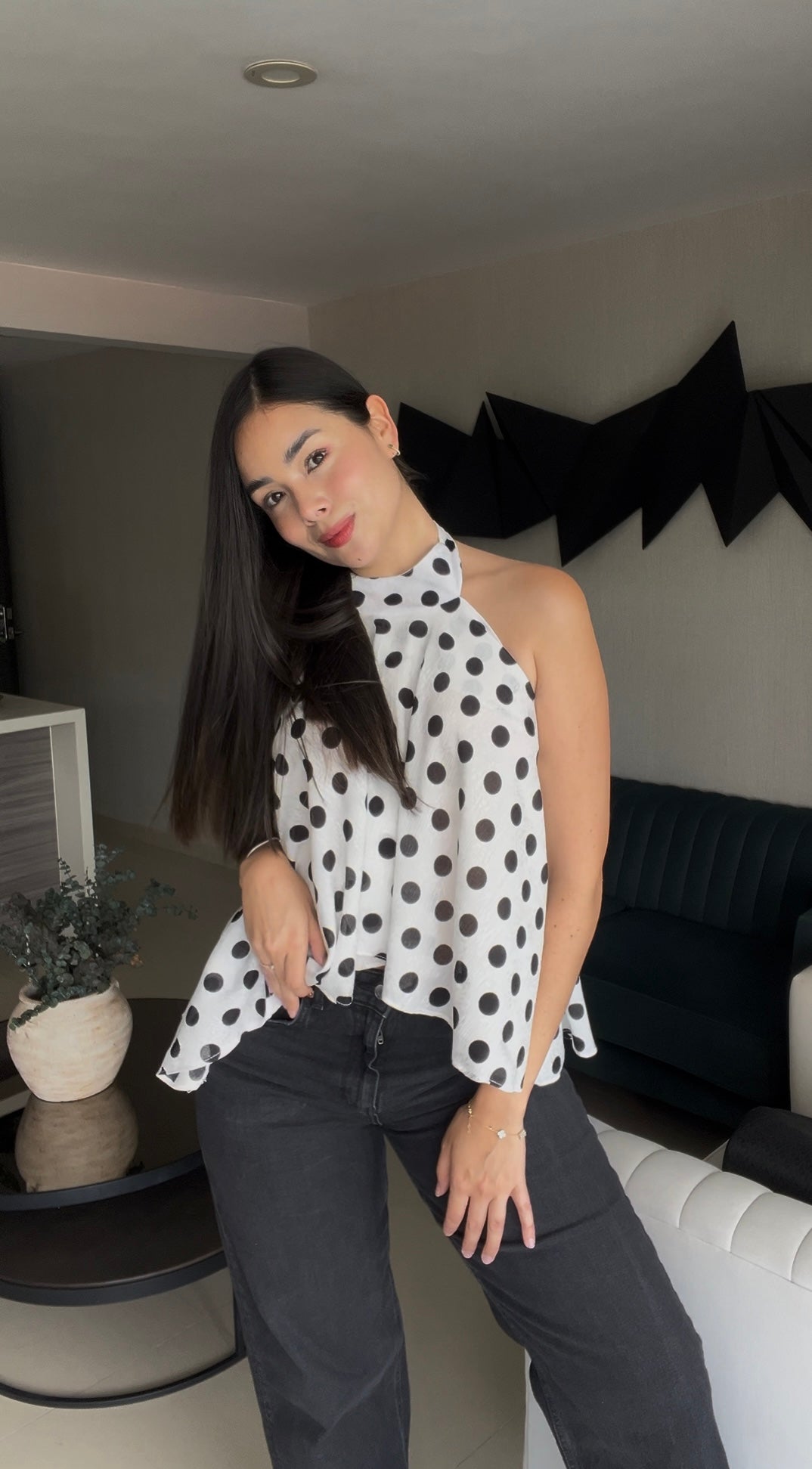 Blusa Lunares Asimétrica