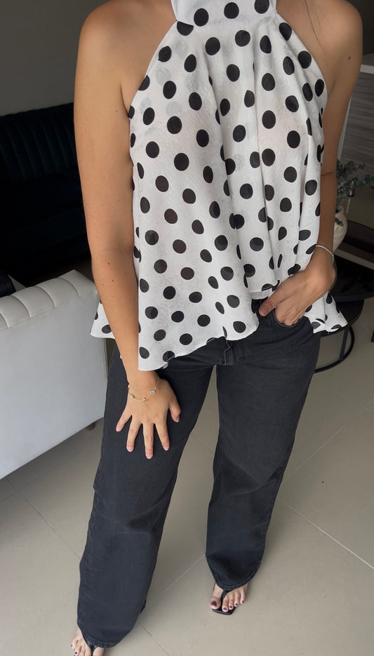Blusa Lunares Asimétrica