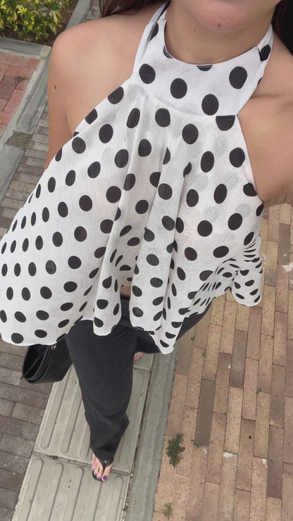 Blusa Lunares Asimétrica